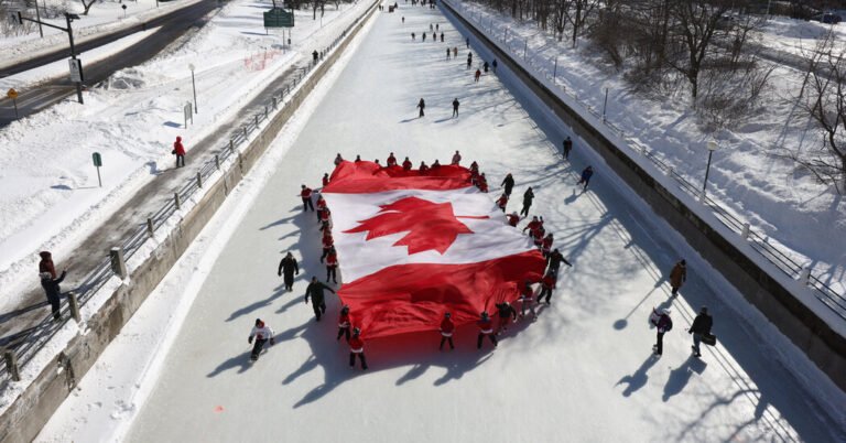 Rejeitando o chamado de Trump para anexar sua nação, os canadenses se recuperam em torno da bandeira

