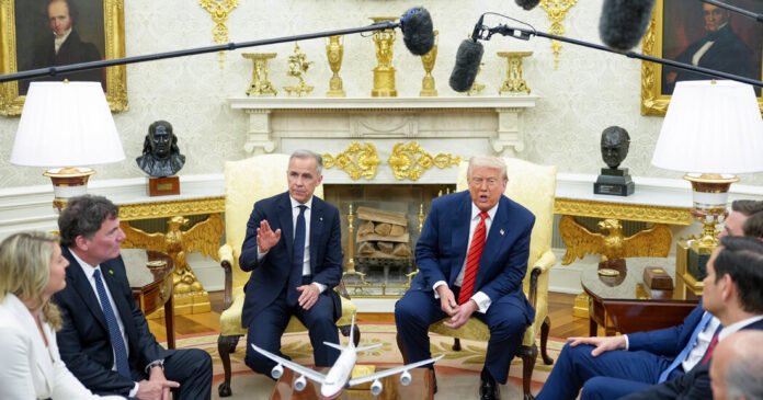 Carney-diz-a-Trump-que-o-Canada-nao-esta-a.jpg Carney diz a Trump que o Canadá 'não está à venda' durante a visita à Casa Branca